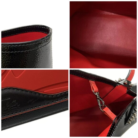 Auth CHRISTIAN LOUBOUTIN Cabata Small - Black Red Patent Leather Leather - Picture 15 of 15